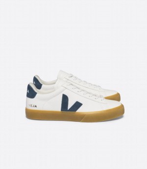 Χαμηλα Sneakers γυναικεια Veja Campo Chromefree δερματινα California ασπρα μπλε | DRP2376WU