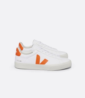 Χαμηλα Sneakers ανδρικα Veja Campo Chromefree δερματινα Fury ασπρα πορτοκαλι | FZD9665VV