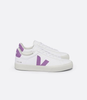 Χαμηλα Sneakers γυναικεια Veja Campo Chromefree δερματινα Mulberry ασπρα μωβ | SII243VR