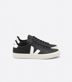 Χαμηλα Sneakers γυναικεια Veja Campo Chromefree δερματινα μαυρα ασπρα | DHC9635UA