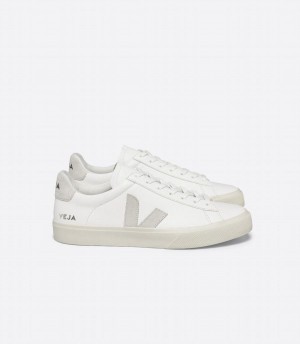 Χαμηλα Sneakers γυναικεια Veja Campo Chromefree δερματινα ασπρα γκρι | SAS7915BO