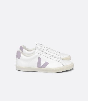 Χαμηλα Sneakers γυναικεια Veja Esplar δερματινα Parme ασπρα μωβ | XVM2187UI