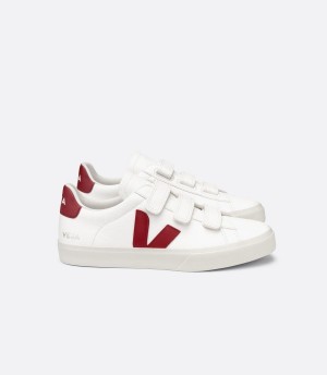 Χαμηλα Sneakers γυναικεια Veja Recife Chromefree δερματινα ασπρα κοκκινα | AQJ5354VF