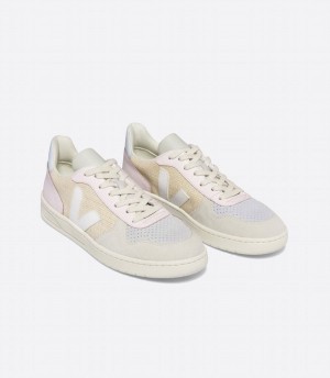 Χαμηλα Sneakers ανδρικα Veja V-10 J-mesh Jute κίτρινα Μπεζ ασπρα | NYN985RW