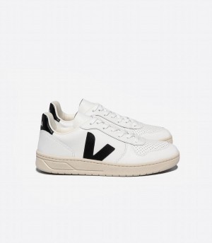 Χαμηλα Sneakers γυναικεια Veja V-10 δερματινα ασπρα μαυρα | MYH4985KI