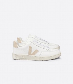 Χαμηλα Sneakers γυναικεια Veja V-12 δερματινα Sable ασπρα Μπεζ | GQP2728WY