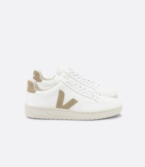 Χαμηλα Sneakers γυναικεια Veja V-12 δερματινα ασπρα καφε | DGN9042GG