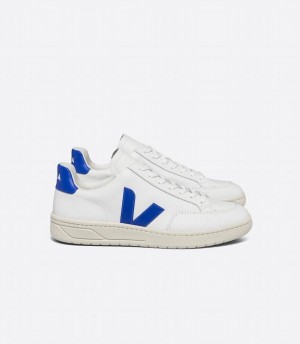 Χαμηλα Sneakers γυναικεια Veja V-12 δερματινα ασπρα μπλε | EMH10025FW