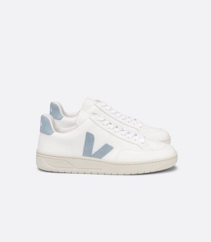 Χαμηλα Sneakers γυναικεια Veja V-12 δερματινα ασπρα μπλε | UAC9013NL