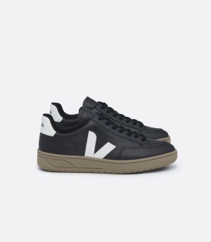 Χαμηλα Sneakers γυναικεια Veja V-12 δερματινα μαυρα ασπρα καφε | HNH8096JA