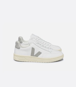 Χαμηλα Sneakers ανδρικα Veja V-12 δερματινα ασπρα ανοιχτο γκρι | JTY6998NK