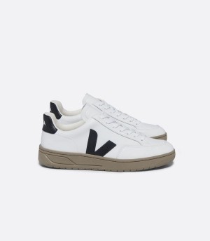 Χαμηλα Sneakers γυναικεια Veja V-12 δερματινα ασπρα μαυρα καφε | KSN5619ZA