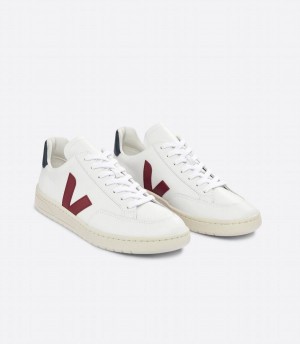 Χαμηλα Sneakers ανδρικα Veja V-12 δερματινα Βάρκας ασπρα κοκκινα μαυρα | VDM6138GP