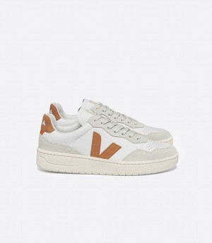 Χαμηλα Sneakers γυναικεια Veja V-90 δερματινα Umber ασπρα γκρι καφε | SLK2762ZX