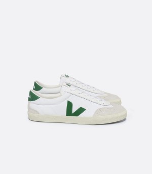 Χαμηλα Sneakers γυναικεια Veja Volley καμβα ασπρα πρασινο | CJK657BZ