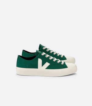 Χαμηλα Sneakers γυναικεια Veja Wata II Low καμβα Poker πρασινο | IMM233BK