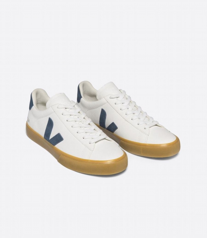 Χαμηλα Sneakers γυναικεια Veja Campo Chromefree δερματινα California ασπρα μπλε | DRP2376WU