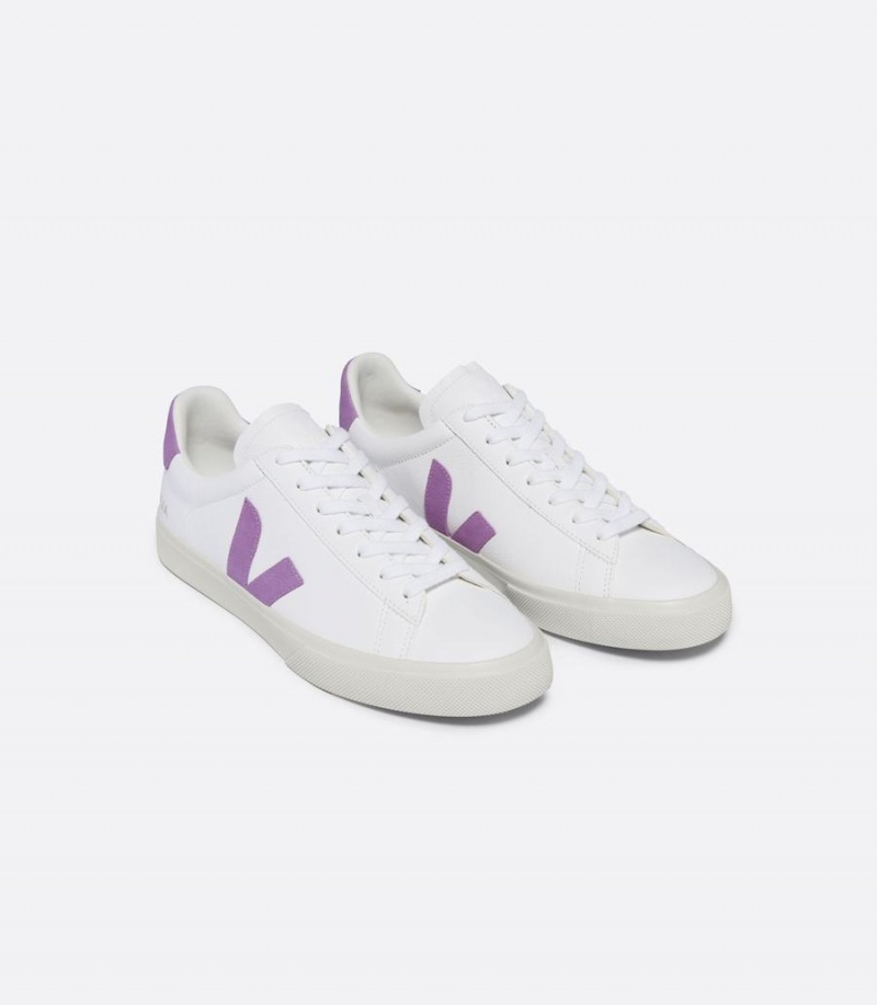 Χαμηλα Sneakers γυναικεια Veja Campo Chromefree δερματινα Mulberry ασπρα μωβ | SII243VR