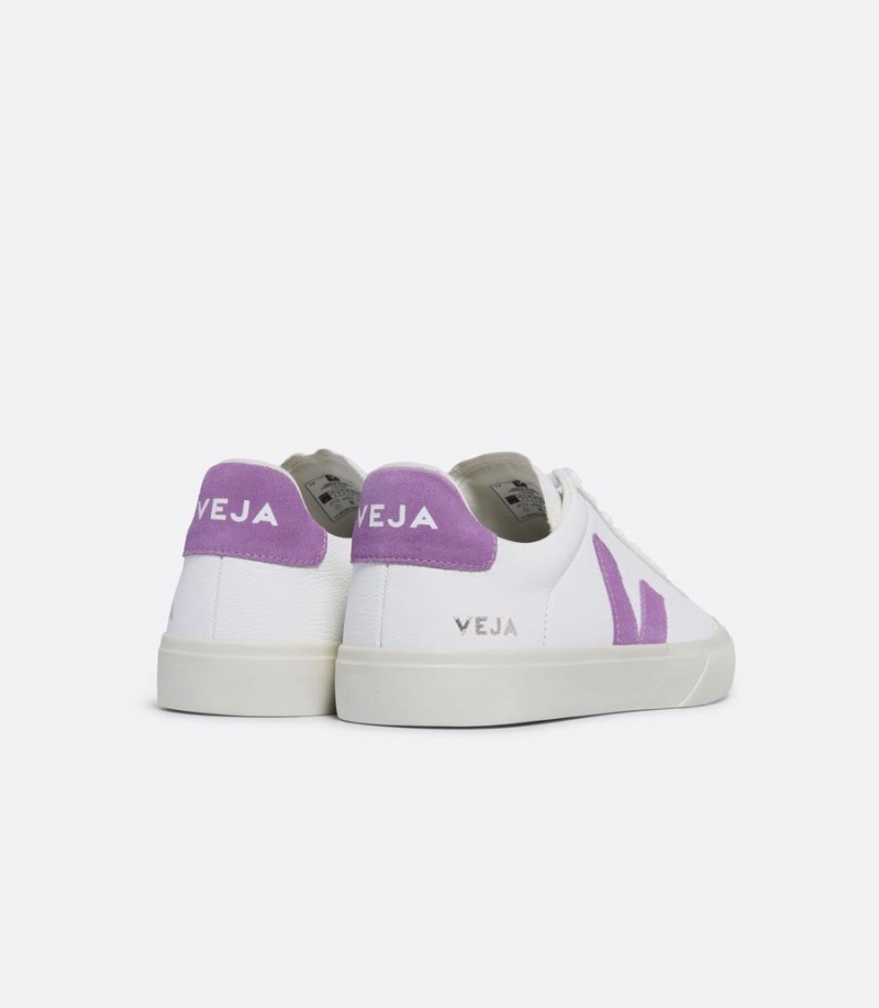 Χαμηλα Sneakers γυναικεια Veja Campo Chromefree δερματινα Mulberry ασπρα μωβ | SII243VR