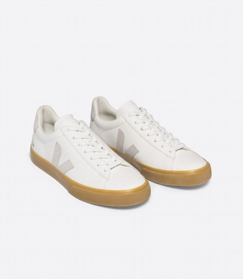 Χαμηλα Sneakers γυναικεια Veja Campo Chromefree δερματινα ασπρα γκρι | BKW884ML