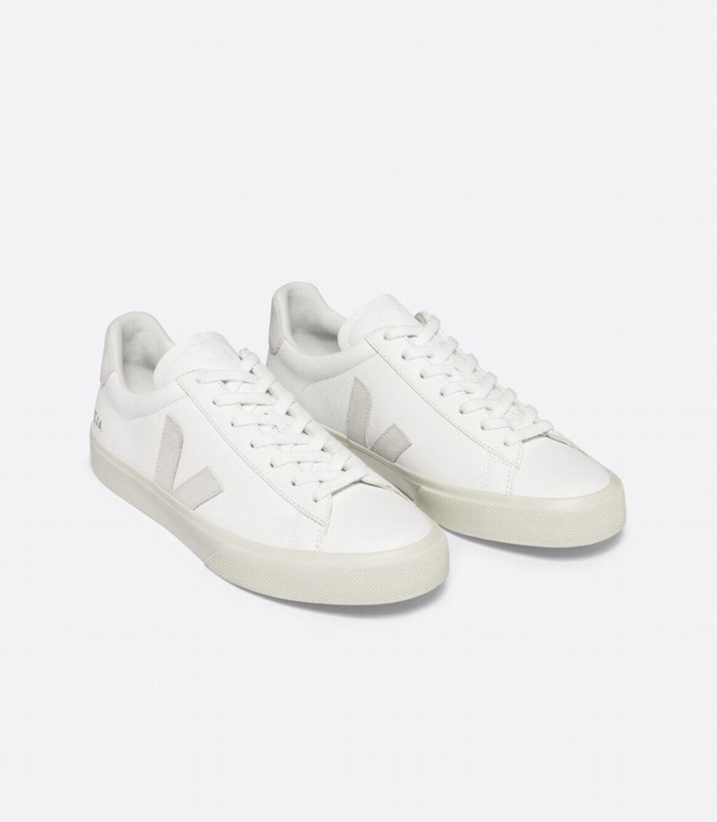 Χαμηλα Sneakers ανδρικα Veja Campo Chromefree δερματινα ασπρα γκρι | LCT8059SF