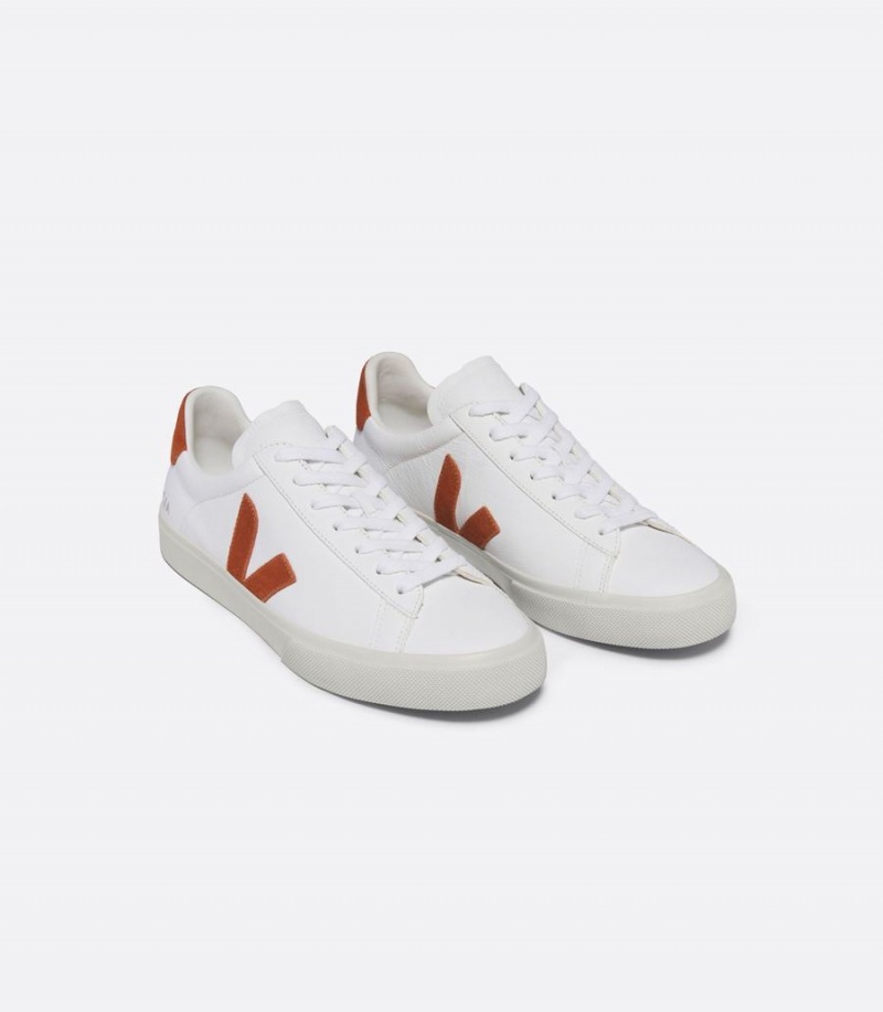 Χαμηλα Sneakers γυναικεια Veja Campo Chromefree δερματινα ασπρα καφε | NMC1484QB