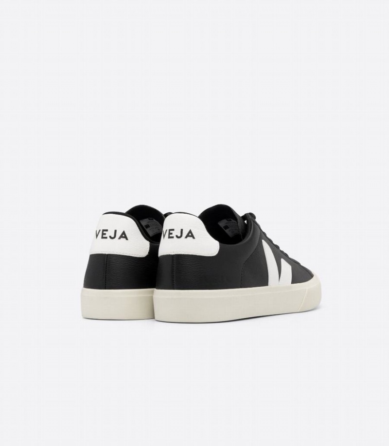 Χαμηλα Sneakers ανδρικα Veja Campo Chromefree δερματινα μαυρα ασπρα | TIE6093LS