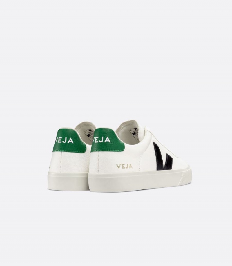 Χαμηλα Sneakers γυναικεια Veja Campo Chromefree δερματινα ασπρα μαυρα πρασινο | TFB7589SQ