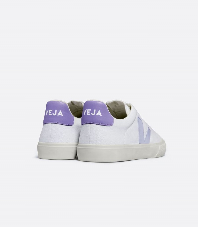 Χαμηλα Sneakers γυναικεια Veja Campo καμβα Swan ασπρα μωβ | SXR2279IY