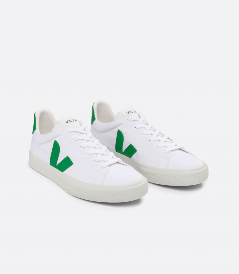 Χαμηλα Sneakers γυναικεια Veja Campo καμβα ασπρα πρασινο | ACX6358SL