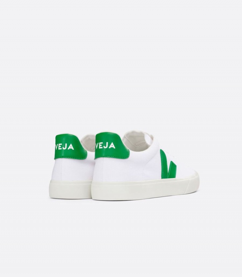 Χαμηλα Sneakers γυναικεια Veja Campo καμβα ασπρα πρασινο | ACX6358SL