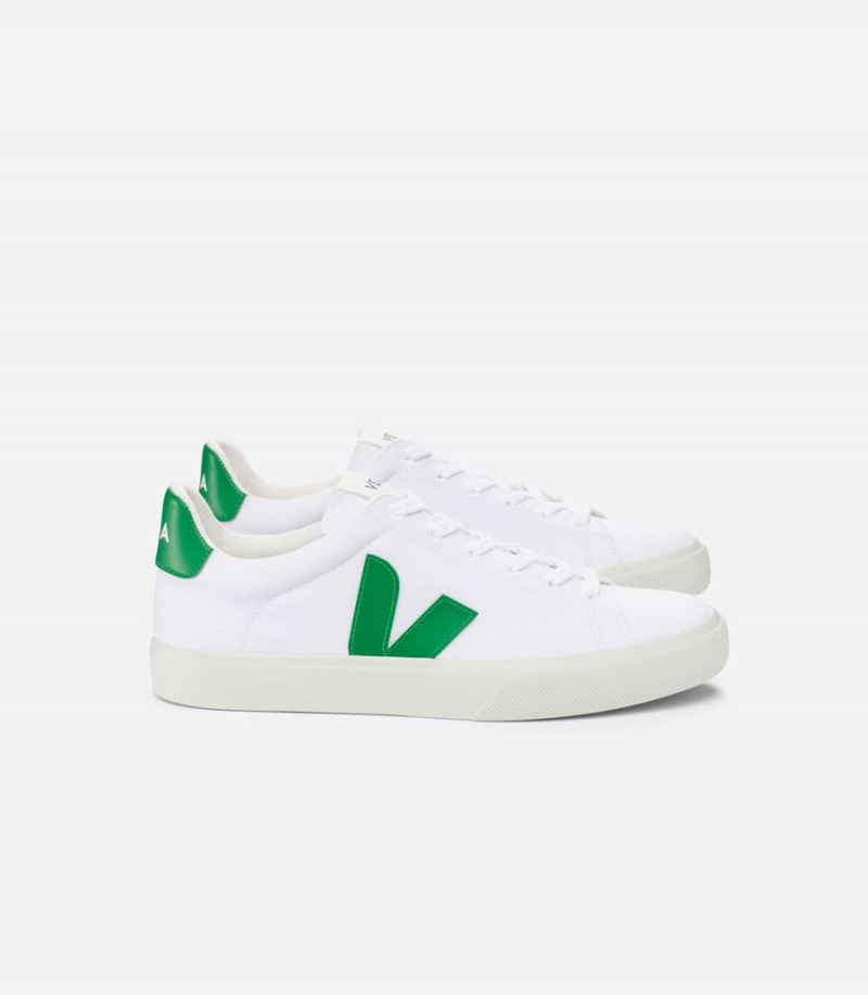 Χαμηλα Sneakers γυναικεια Veja Campo καμβα ασπρα πρασινο | ACX6358SL