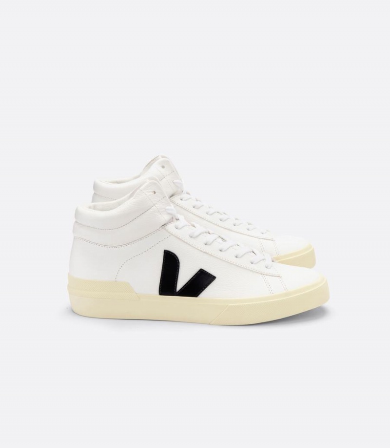 Ψηλα Sneakers γυναικεια Veja Minotaur Chromefree δερματινα ασπρα μαυρα | CUV8854AA