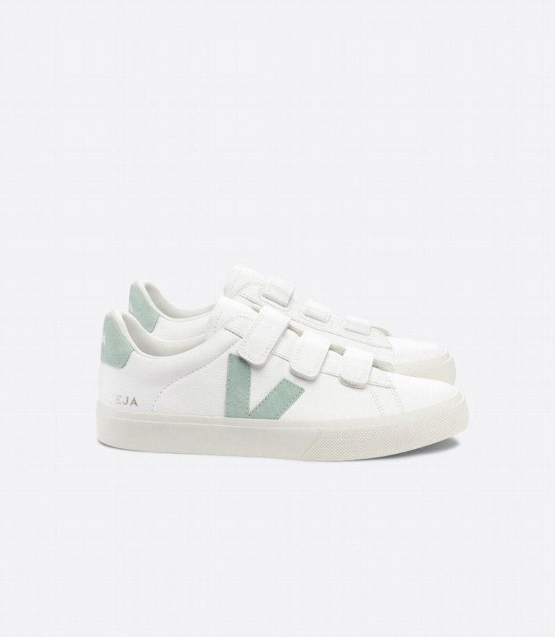 Χαμηλα Sneakers γυναικεια Veja Recife Chromefree δερματινα ασπρα πρασινο | FMH4724SL