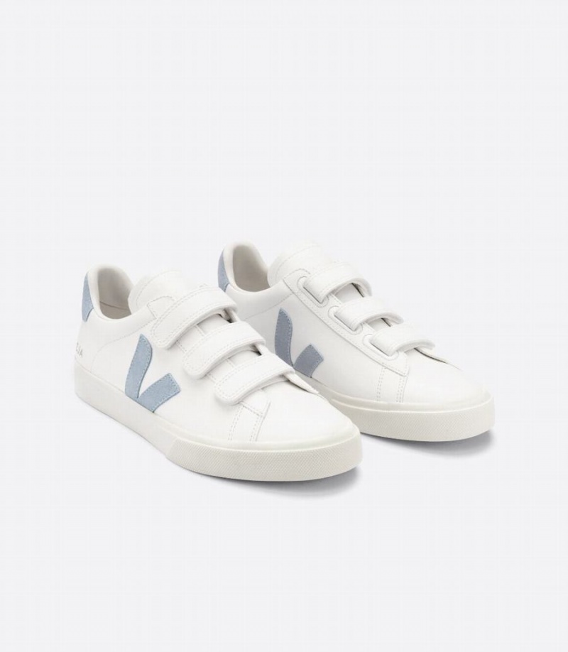 Χαμηλα Sneakers γυναικεια Veja Recife Chromefree δερματινα ασπρα γκρι | QXZ8357ZR