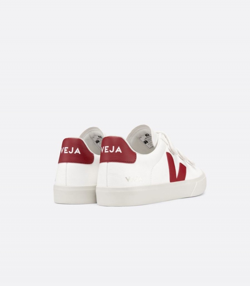 Χαμηλα Sneakers ανδρικα Veja Recife Chromefree δερματινα ασπρα κοκκινα | WLQ9334MC