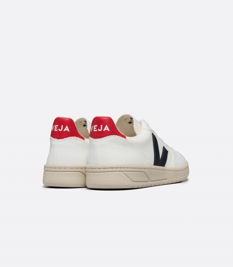 Χαμηλα Sneakers ανδρικα Veja V-10 Cwl Βάρκας Pekin ασπρα κοκκινα μαυρα | GRF8456OA