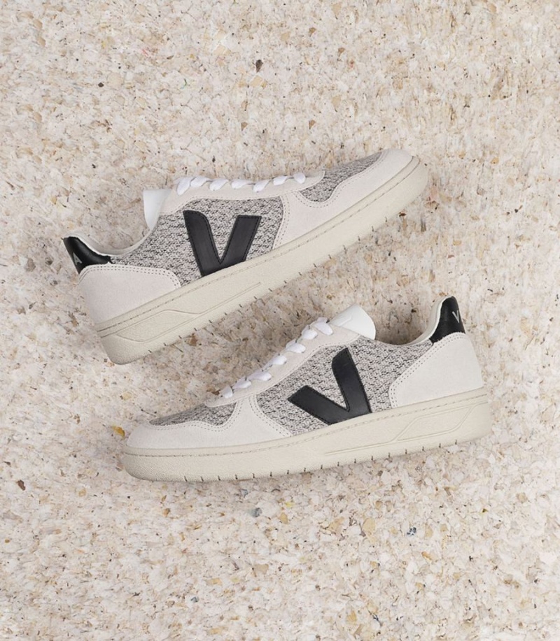 Χαμηλα Sneakers ανδρικα Veja V-10 Flannel Snow ασπρα μαυρα | JDJ6476DD