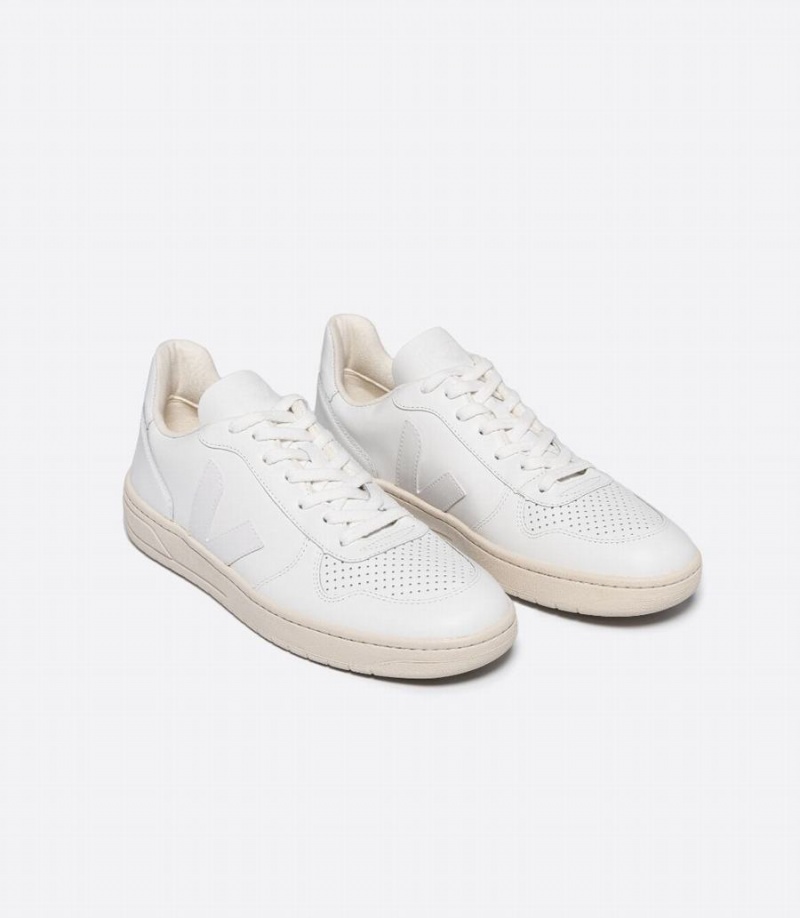 Χαμηλα Sneakers ανδρικα Veja V-10 δερματινα ασπρα | WSE7052YU