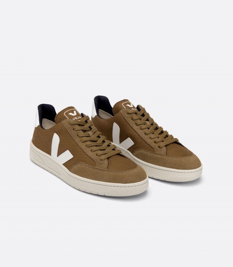 Χαμηλα Sneakers ανδρικα Veja V-12 Vegan B-mesh Tent καφε ασπρα | NSN3928BA