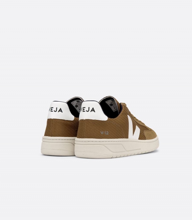 Χαμηλα Sneakers ανδρικα Veja V-12 Vegan B-mesh Tent καφε ασπρα | NSN3928BA