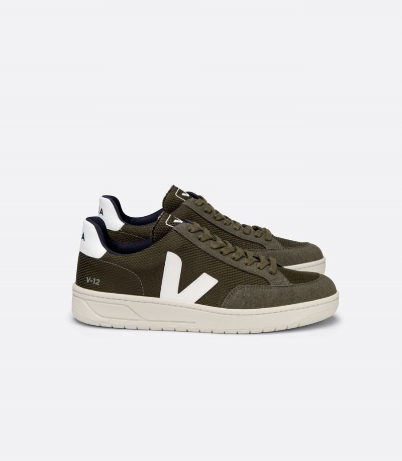 Χαμηλα Sneakers ανδρικα Veja V-12 Vegan B-mesh πρασινο ασπρα | CMQ388RV