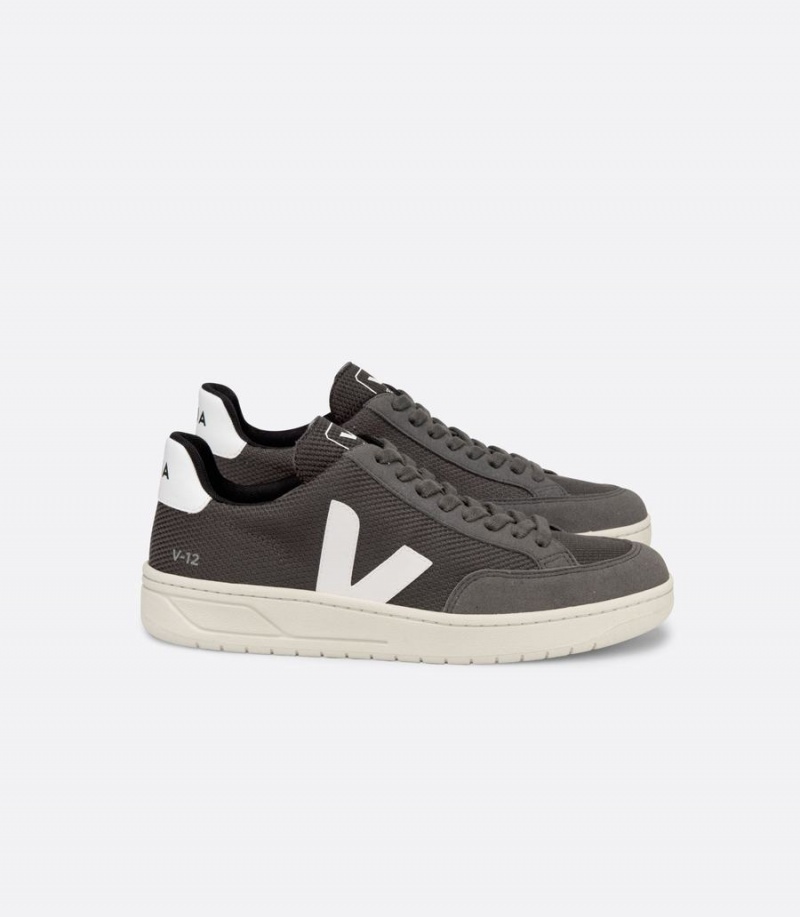 Χαμηλα Sneakers γυναικεια Veja V-12 Vegan B-mesh σκούρο γκρι ασπρα | LTK9640LT