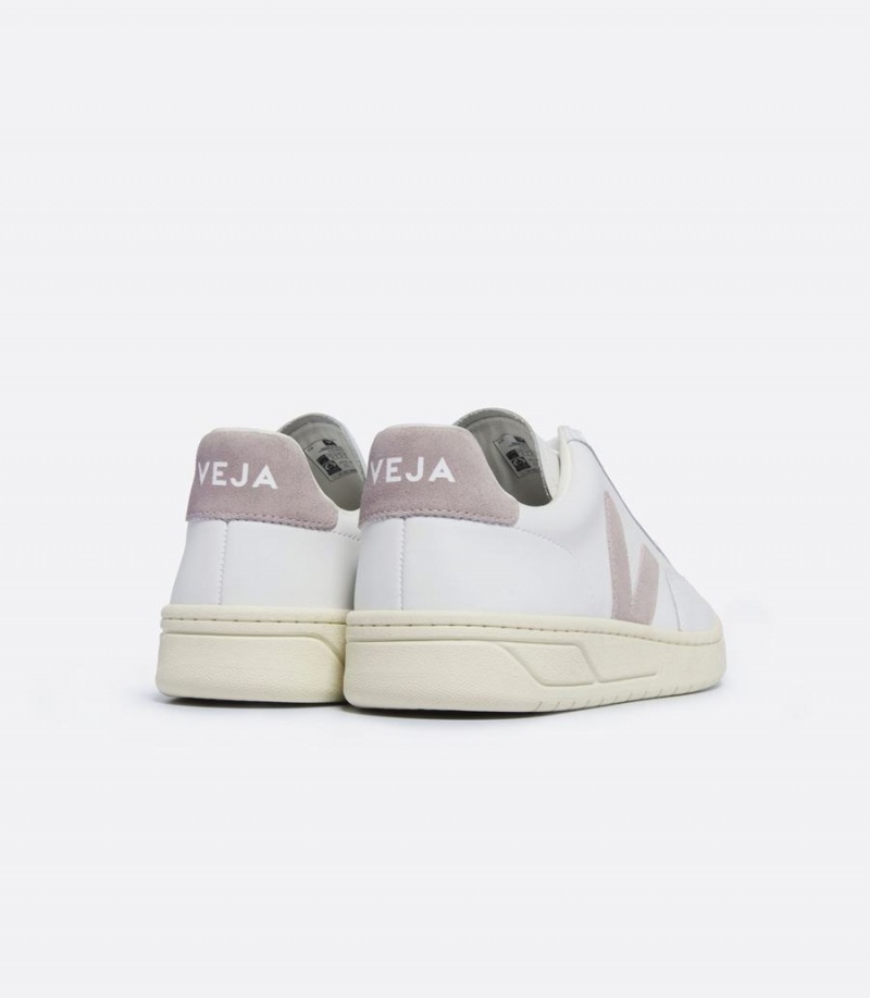 Χαμηλα Sneakers γυναικεια Veja V-12 δερματινα Babe ασπρα μωβ | MXQ2282PK