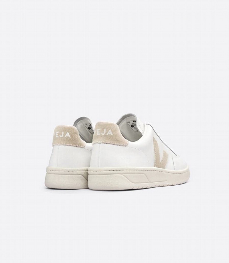 Χαμηλα Sneakers γυναικεια Veja V-12 δερματινα Sable ασπρα Μπεζ | GQP2728WY