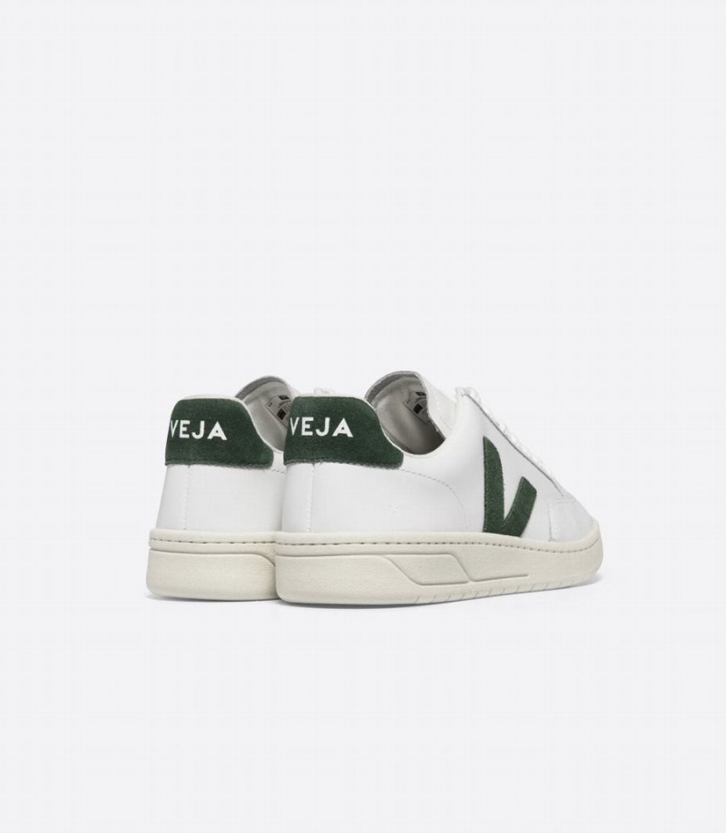 Χαμηλα Sneakers γυναικεια Veja V-12 δερματινα ασπρα πρασινο | CSZ659VG