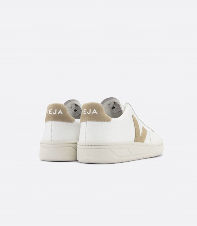 Χαμηλα Sneakers γυναικεια Veja V-12 δερματινα ασπρα καφε | DGN9042GG