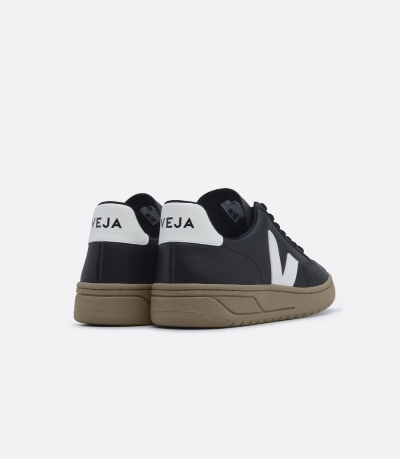 Χαμηλα Sneakers γυναικεια Veja V-12 δερματινα μαυρα ασπρα καφε | HNH8096JA