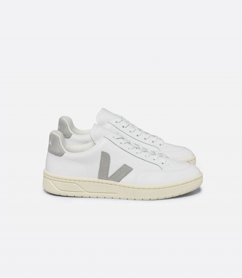 Χαμηλα Sneakers ανδρικα Veja V-12 δερματινα ασπρα ανοιχτο γκρι | JTY6998NK