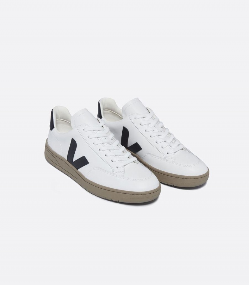 Χαμηλα Sneakers γυναικεια Veja V-12 δερματινα ασπρα μαυρα καφε | KSN5619ZA